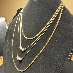4 Strand Gold Tone Necklace